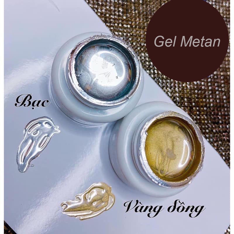 Gel metan, gel vẽ móng nail 2 màu cơ bản vàng và bạc MIAN
