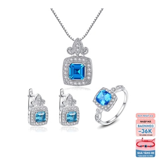 Bộ Trang Sức Bạc Nữ Đính Đá Màu Xanh Sang Trọng BNT16-Bảo Ngọc Jewelry