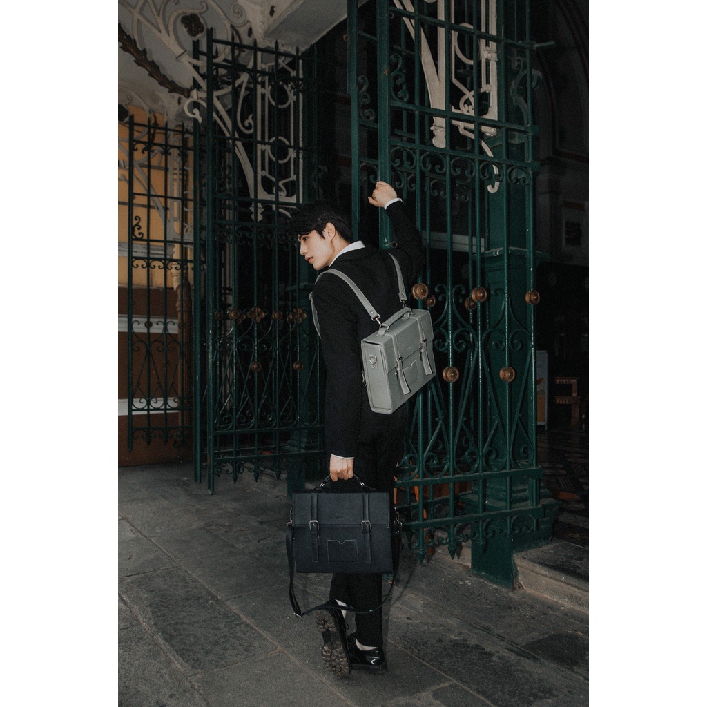 KSOUL Balo Old School Backpack Màu Đen Da PU