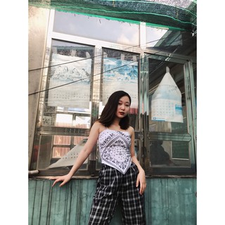< Ảnh thật > Áo 2 dây họa tiết thổ cẩm