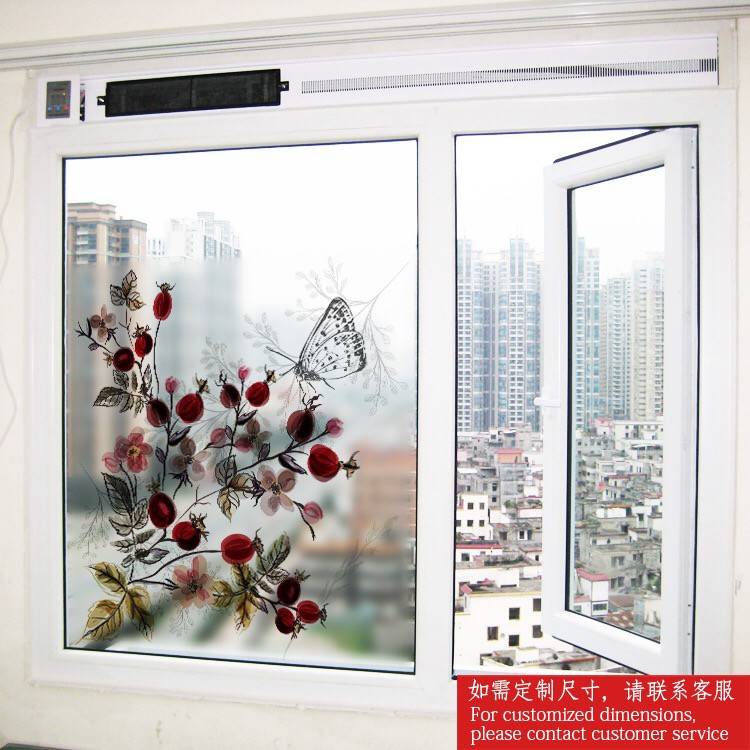 Decal dán kính cao cấp - mẫu Hoa Bướm Đỏ( 60x58 )