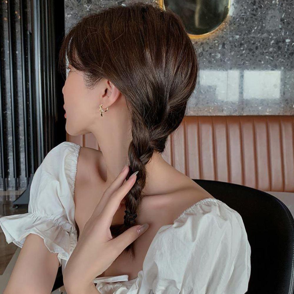 Khuyên Tai Tròn Gắn Ngôi Sao Thời Trang Cho Nữ