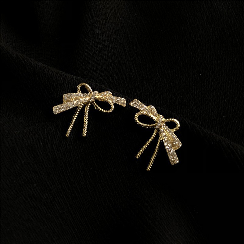 Bông Tai Đính Đá Hình Nơ Xinh Xắn A539