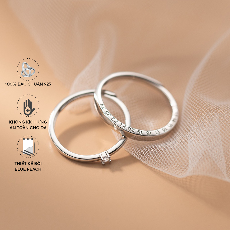 Nhẫn Đôi Bạc Blue Peach True Love ND257