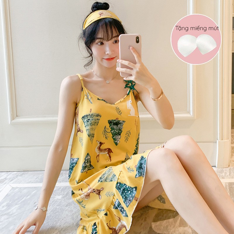 Váy ngủ 2 dây thun mềm đầm ngủ thoáng mát dễ chịu [VN01] | BigBuy360 - bigbuy360.vn