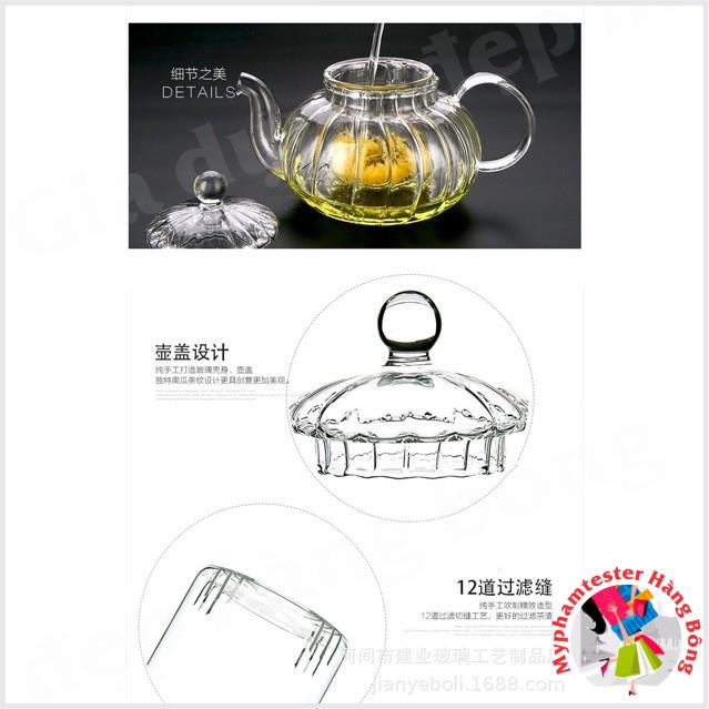 (HÀNG ĐẸP) Ấm lõi lọc thuỷ tinh soắn 600ml