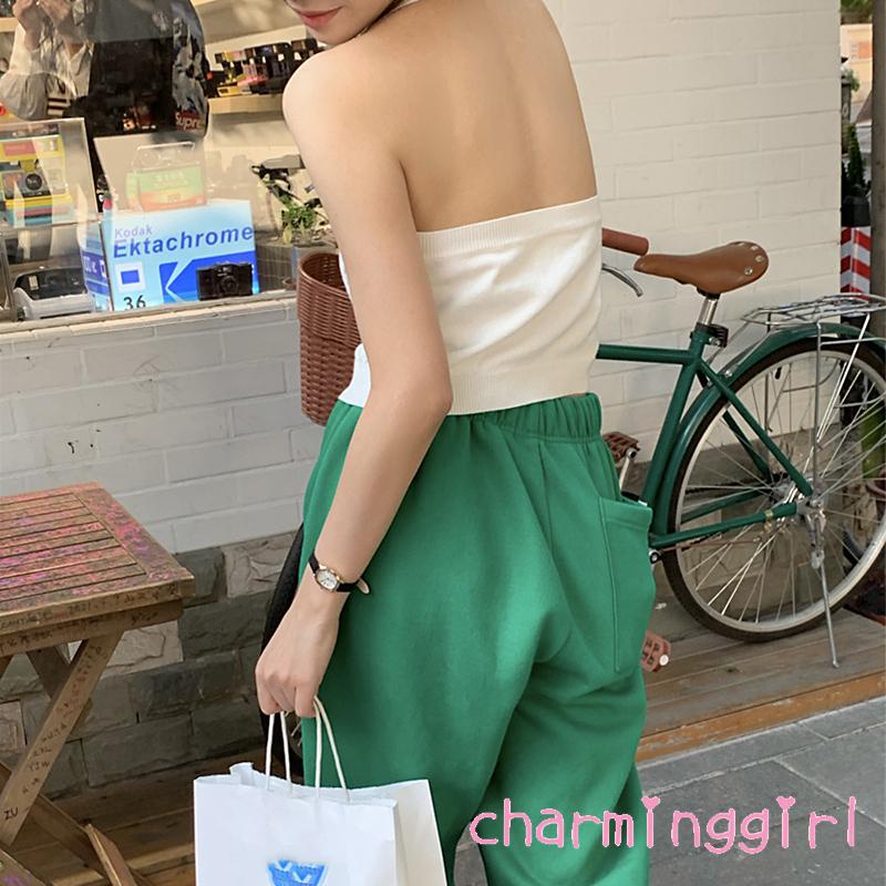 Áo Croptop Dệt Kim Sát Nách Cổ Chữ V Màu Trơn Cài Nút Thời Trang Cho Nữ