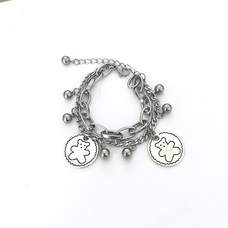 Vòng tay kim loại gắn hình gấu dễ thương C135