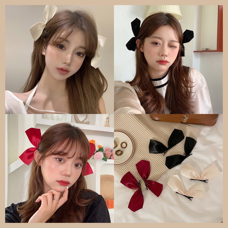 Set 2 Kẹp Tóc Nơ Thời Trang Hàn Quốc Xinh Xắn Cho Bé Gái