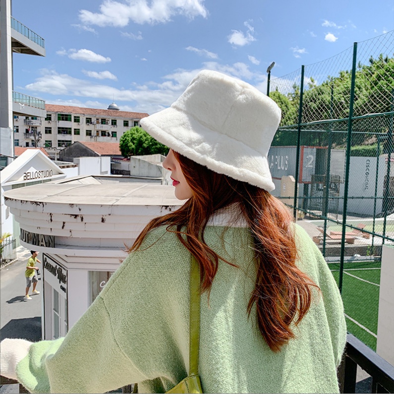 Mộc® Mũ bucket lông thỏ cao cấp màu trơn