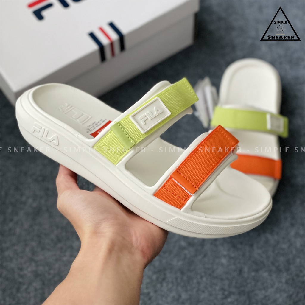 Dép Sandal Fila Pong Chính Hãng 🔴SIMPLE SNEAKER🔴 Sandal Fila Pong Cream Orange Dép Quai Ngang Nam Nữ