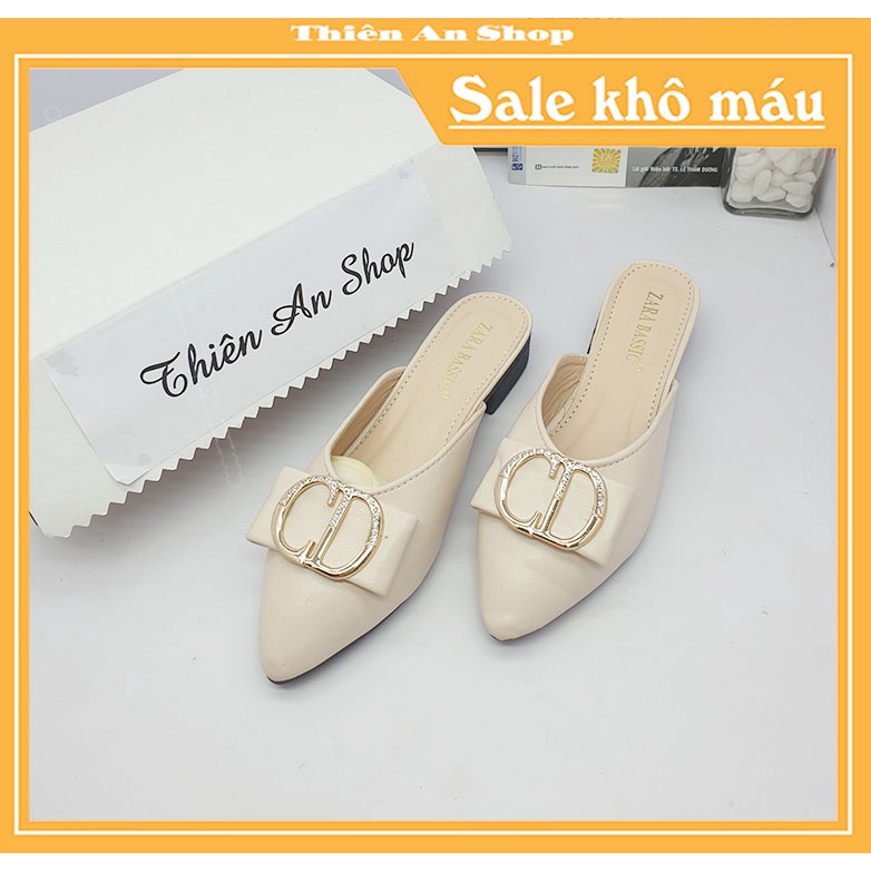 Giày sục nữ - Sục nữ - dép sục nữ -sục mũi nhọn phối nơ Thiên An TA01