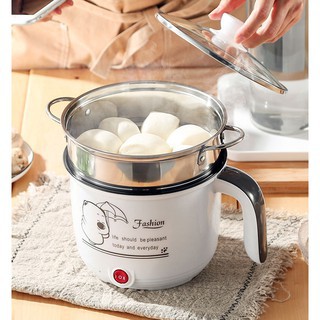 Nồi Lẩu Điện Mini Cầm Tay Đa Năng Mẫu Mới, Ca Nấu Mì, Nấu Cơm Tiện Lợi Tặng Kèm Giá Hấp