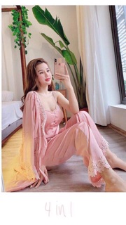 (SALE) Set đồ ngủ lụa cao cấp 4 chi tiết
