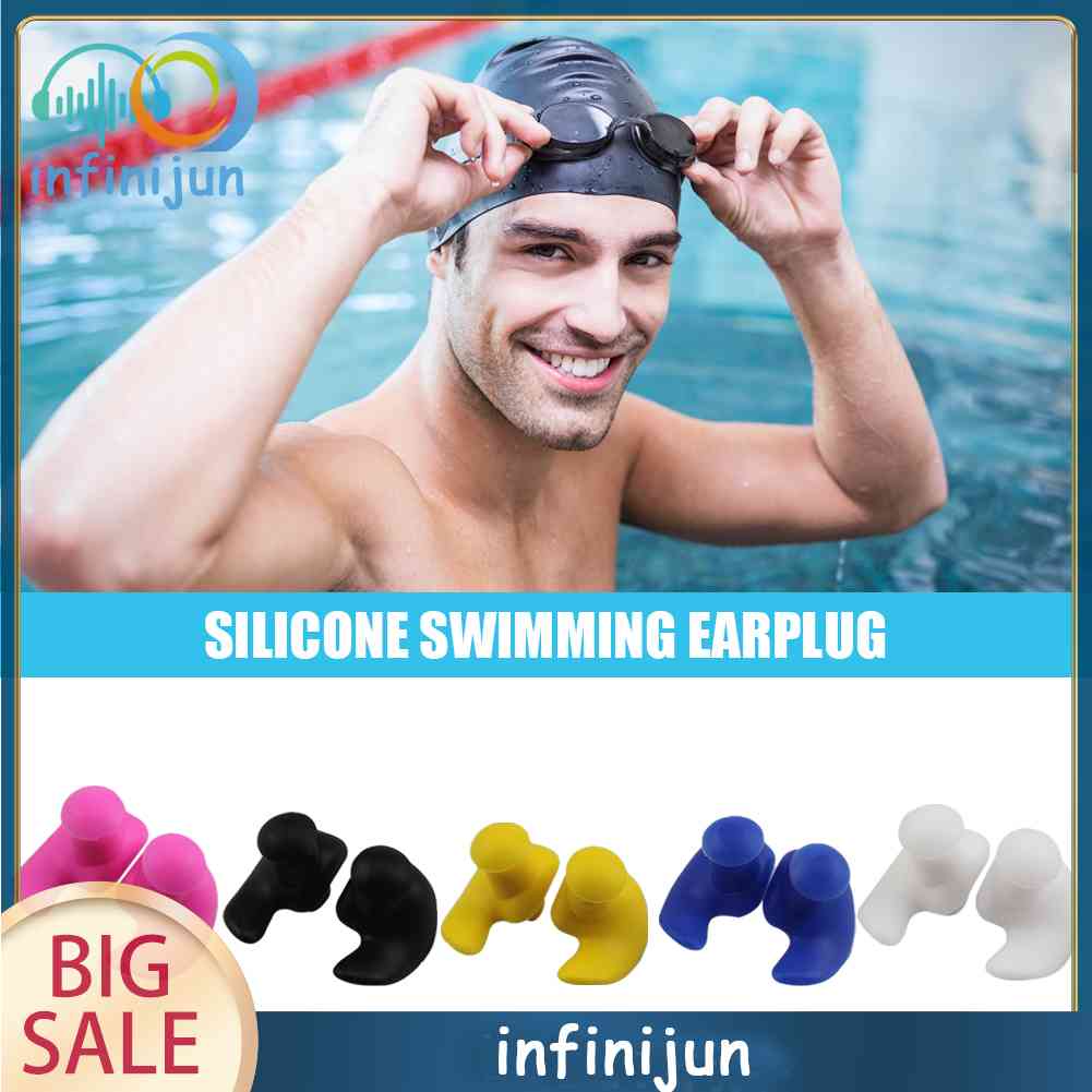 1 Cặp Nút Bịt Tai Bằng Silicone Chống Nước Dùng Khi Bơi Lội