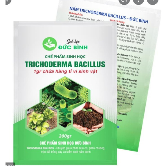 Chế phẩm men vi sinh nấm đối kháng trichoderma bacillus Đức Bình 200gr