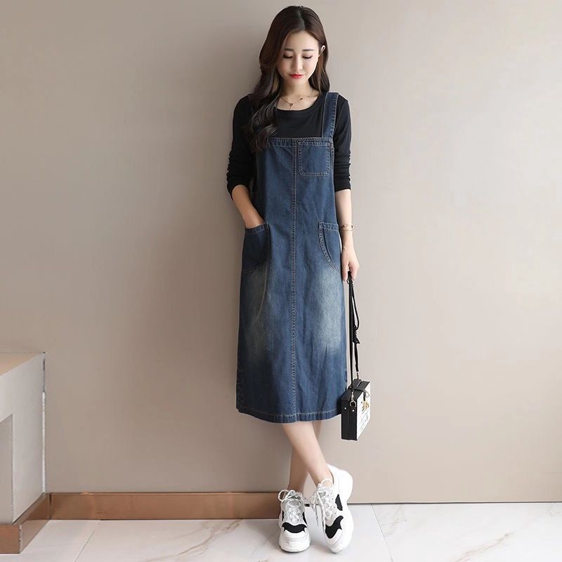 One Váy Yếm Dáng Dài Rộng Phong Cách Cao Bồi Cá Tính Cho Nữ