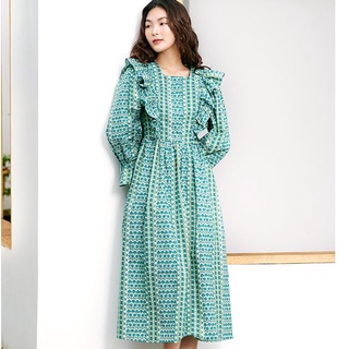 LIIN - Đầm cổ vuông dáng dài, thiết kế bèo xinh xắn, nữ tính