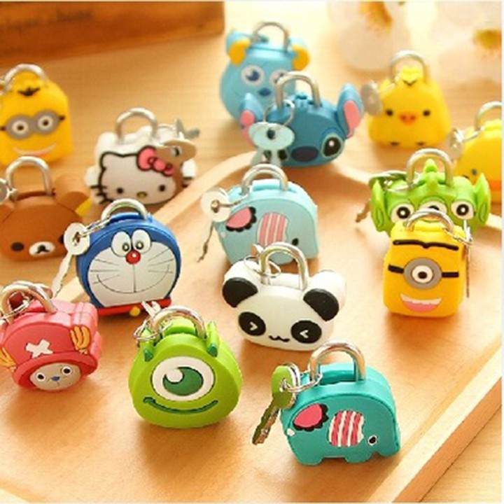 Ổ khóa mini vali balo du lịch hoạt hình Doraemon Riklakuma dễ thương bọc silicon chống trầy xước youngcityshop 30.000