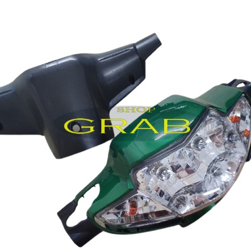 Bộ ốp đầu xe Wave ZX - Anpha cũ - 110 đời 97-06 gồm 3 món: ốp đầu , gáy đen và pha đèn loại 2 bóng - SPG-CB-2bong