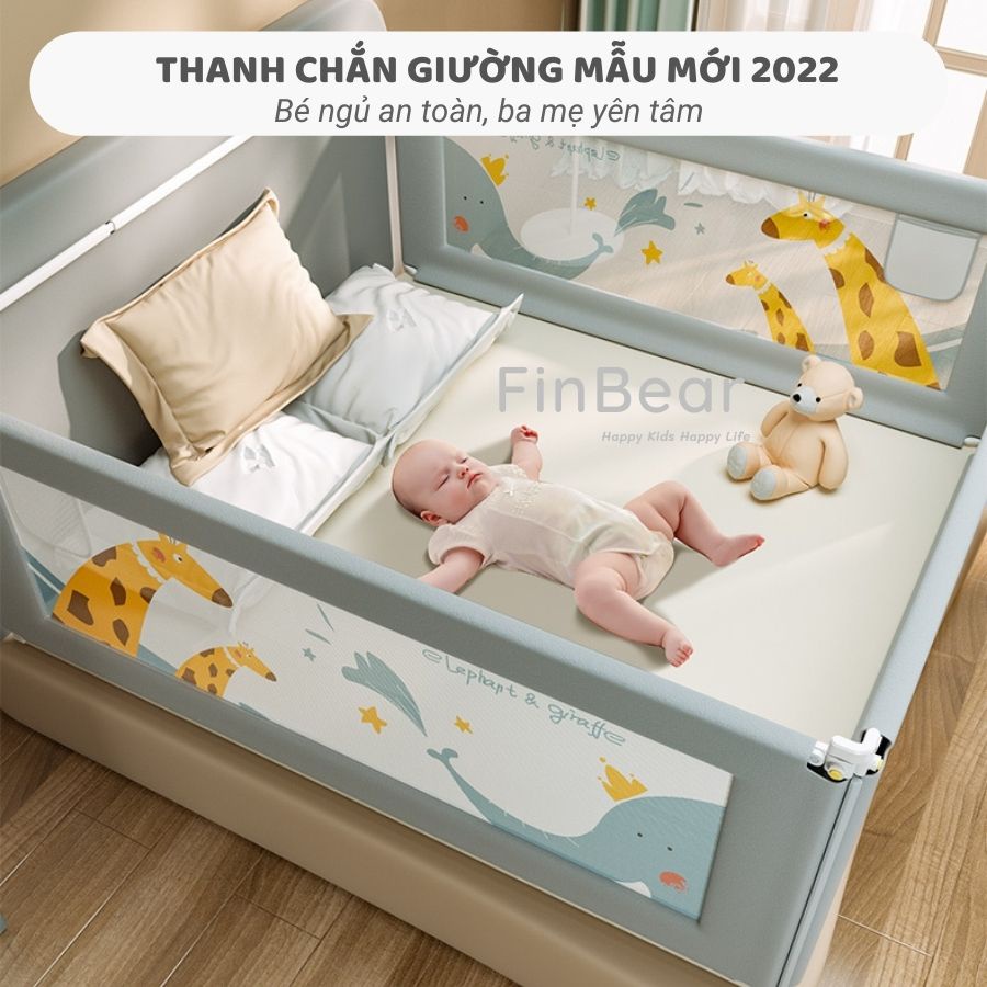 Thanh Chắn Giường Pakey Nâng Cấp Cao 103cm 2022, Nâng Hạ 1 Bên Màu Ghi FINBEAR