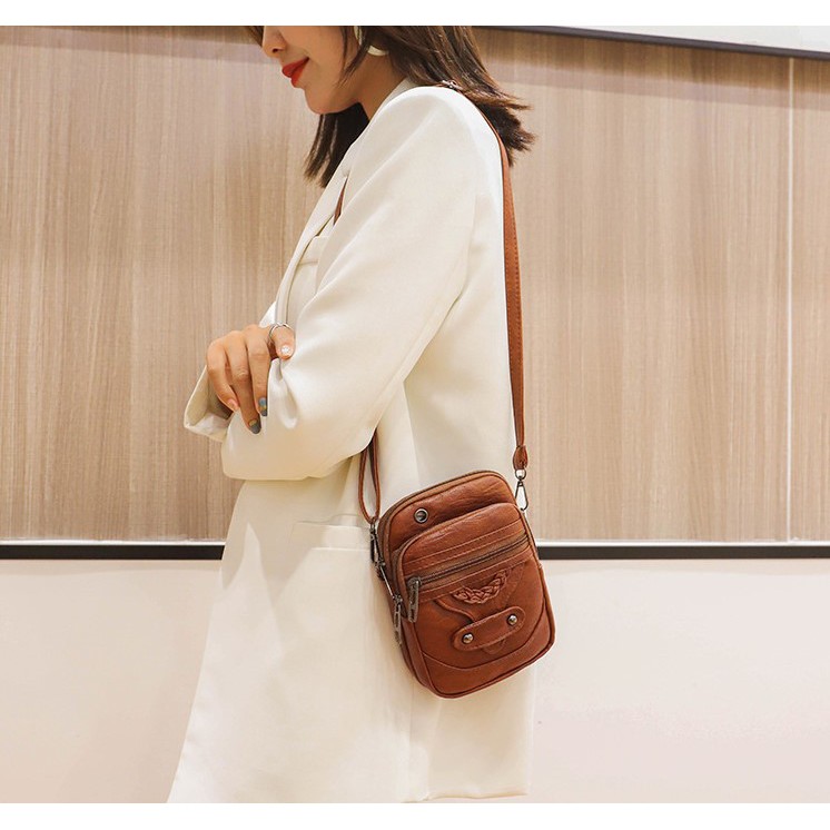 Túi đeo chéo da mềm đựng điện thoại phong cách Hàn Quốc siêu hot
