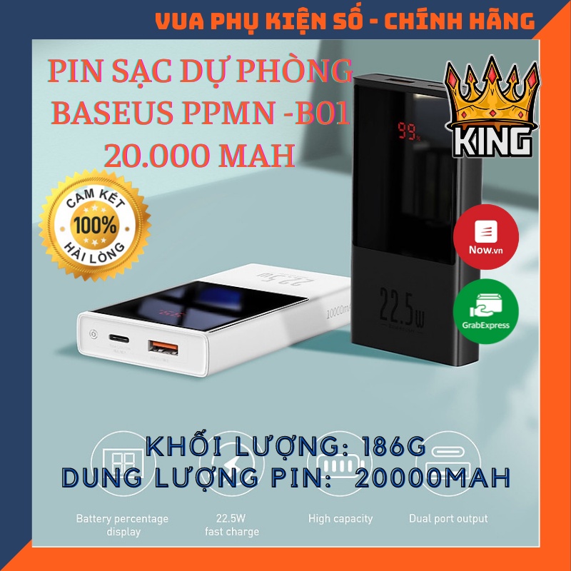 Pin sạc dự phòng siêu nhỏ gọn Baseus PPMN -B01 Super mini 20.000 mAh 22.5W