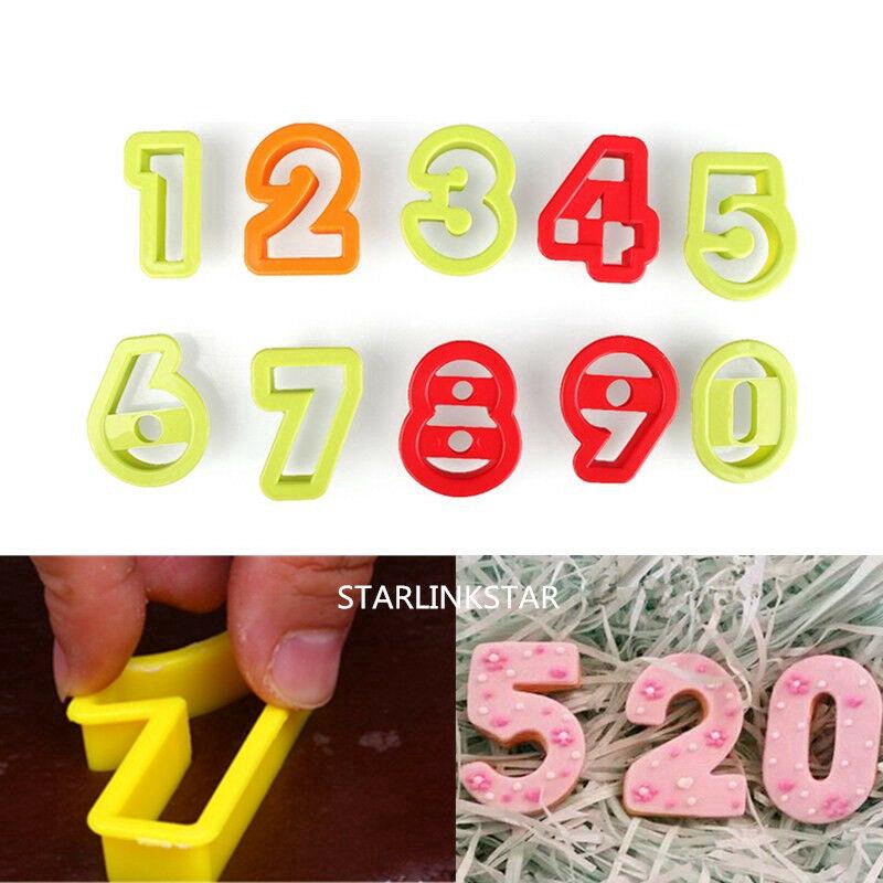 10pcs Number Biscuit Pastry Cookie Cutter Fondant Cake Decor Mold