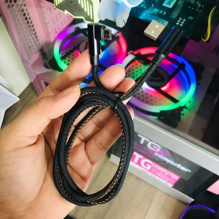 Dây Sạc Nhanh Micro USB,Type-C, ai phôn bọc vải jean siêu bền,sang trọng Dây sạc đầu chữ L