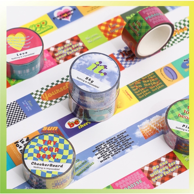 Cuộn băng keo washi tape phong cách Korea dán trang trí sổ tay | BSW123