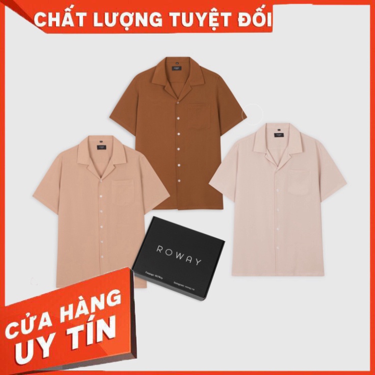 Áo sơ mi nam ROWAY Fullbox, vải lụa thấm hút, thoáng mát, không nhăn, form regular | Sơ mi cộc tay có túi - Hàng nhập kh