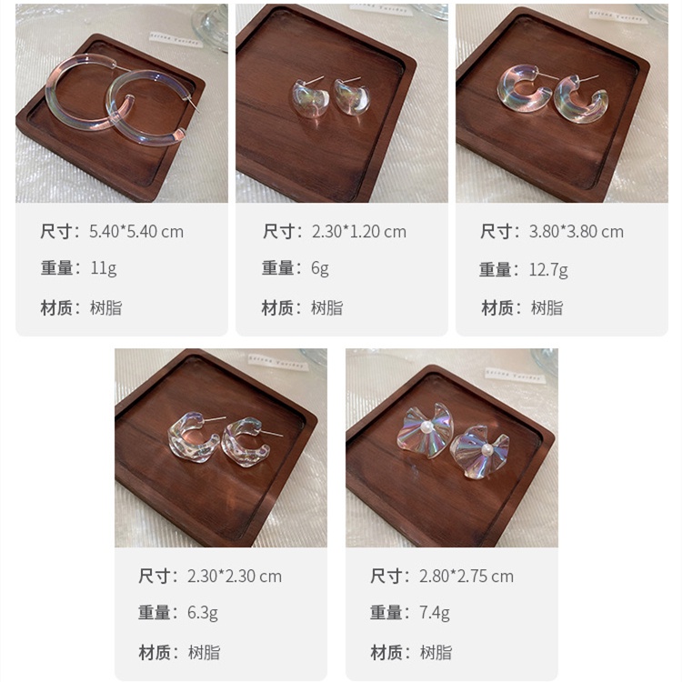 Bông Tai Ngọc Trai Trong Suốt Thiết Kế Hình Học Thời Trang Mùa Hè