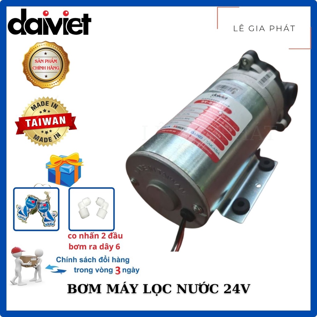 [Chính Hãng] Bơm Máy Lọc Nước 24V Đại Việt DV-DP001 - Nhập Khẩu Đài Loan (Tặng kèm co nhấn)