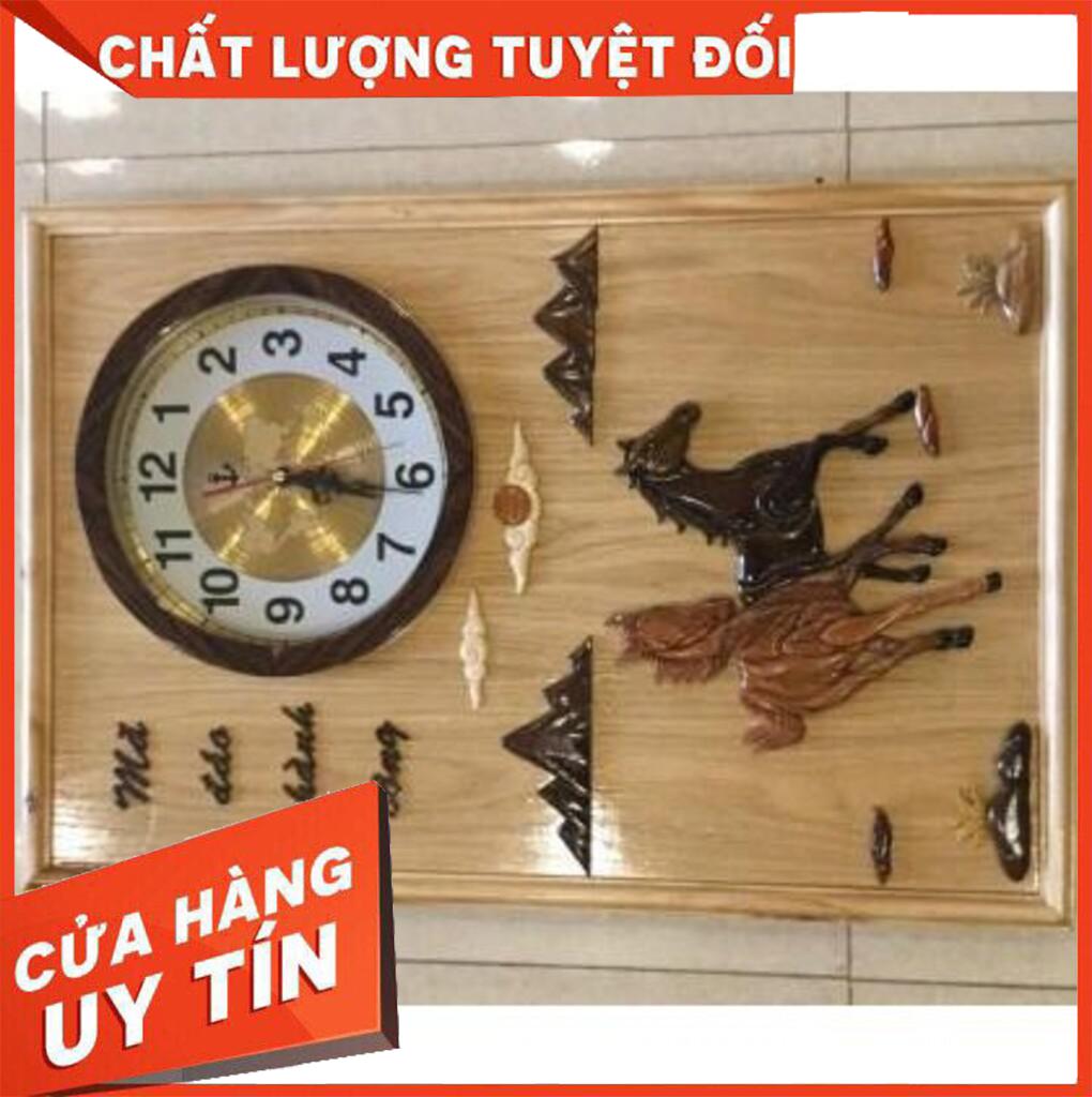 Tranh đồng hồ gỗ mã đáo thành công Nội Thất