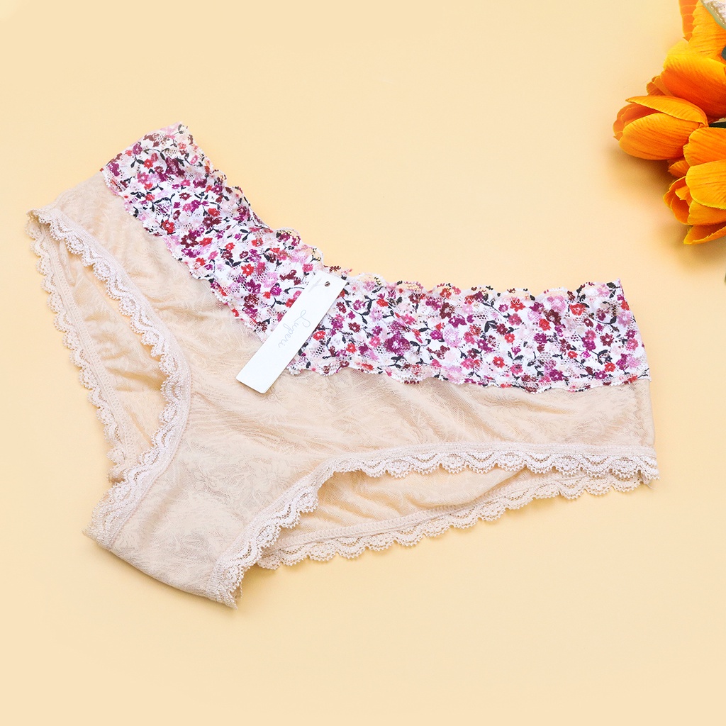Quần Lót Nữ Lụa Phối Ren Cạp Vừa Luperi Dáng Hipster Nâng Mông Chất Liệu Mát Thoáng Khí Khử Mùi Sp738