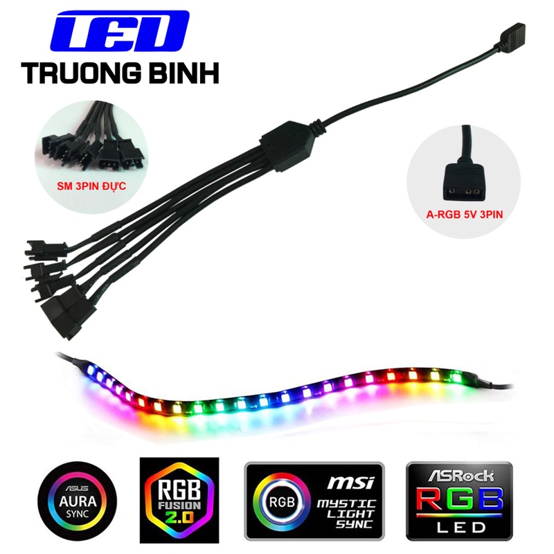 DÂY CHUYỂN ĐỔI ARGB 5V3PIN MÁY TÍNH PC SANG SM3PIN kẾT NỐI LED FULL MÀU WS2812B VỚI AURA