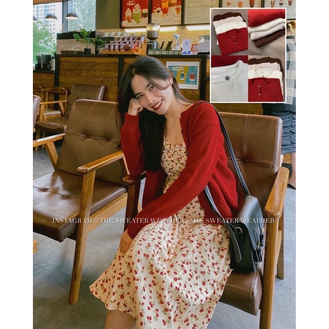 [Mã 2611THTRANG100K hoàn 10% xu đơn 99K] (Ảnh thật) Áo khoác cardigan len cổ tròn viền dày dặn the.sweaterweather TSW