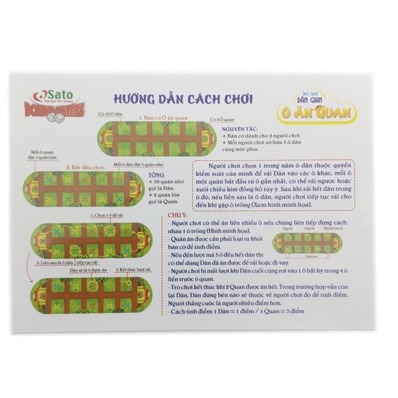 Ô ăn quan CHÍNH HÃNG Sato - Đồ chơi cờ ô ăn quan trí tuệ tiên lợi, sạch sẽ cho bé