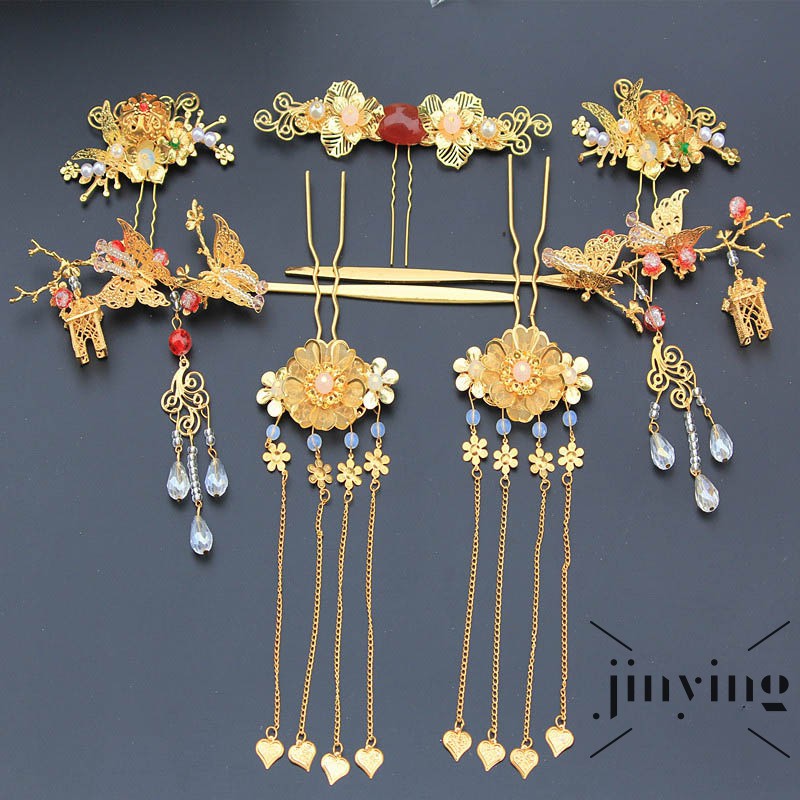GETNOIVAS Bộ phụ kiện cài tóc và vương miện phong cách vintage xinh xắn cho cô dâu