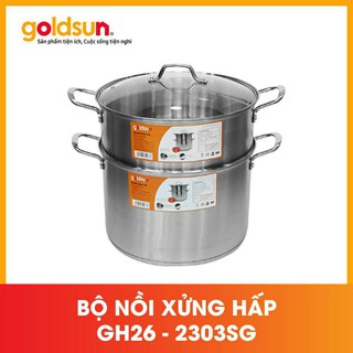 Bộ nồi luộc gà cỡ lớn kèm xửng hấp Goldsun GH26-2303SG (30cm)