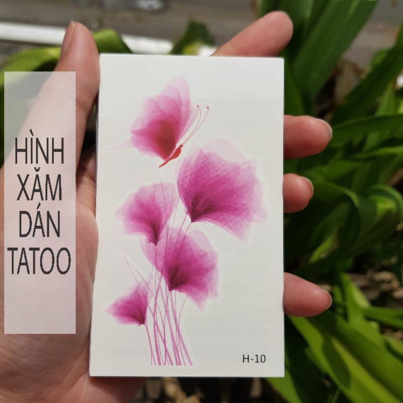 Hình xăm hoa màu loang h10. Xăm dán tatoo mini tạm thời, size &lt;10x6cm