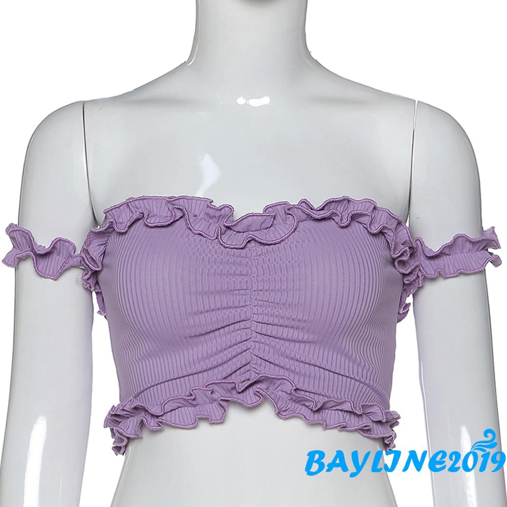 Áo Croptop Tay Ngắn Màu Trơn Cổ Thuyền Cho Nữ