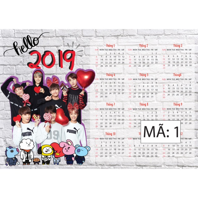 Lịch 2019 BTS (lịch dán tường)