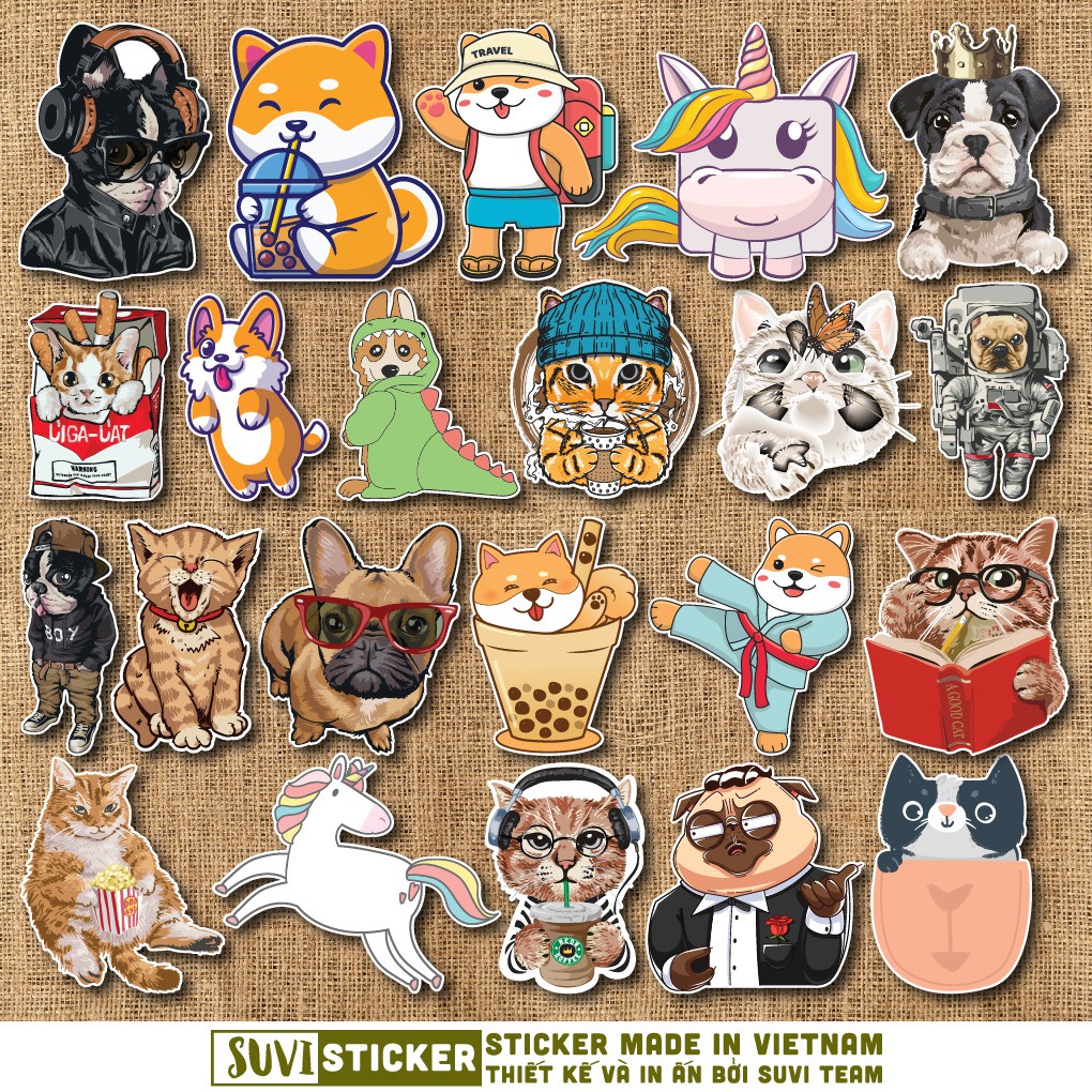 50 Sticker Cool Animal chống nước sticker dán mũ bảo hiểm, laptop, điện thoại, đàn guitar, vali. MSP: NS08