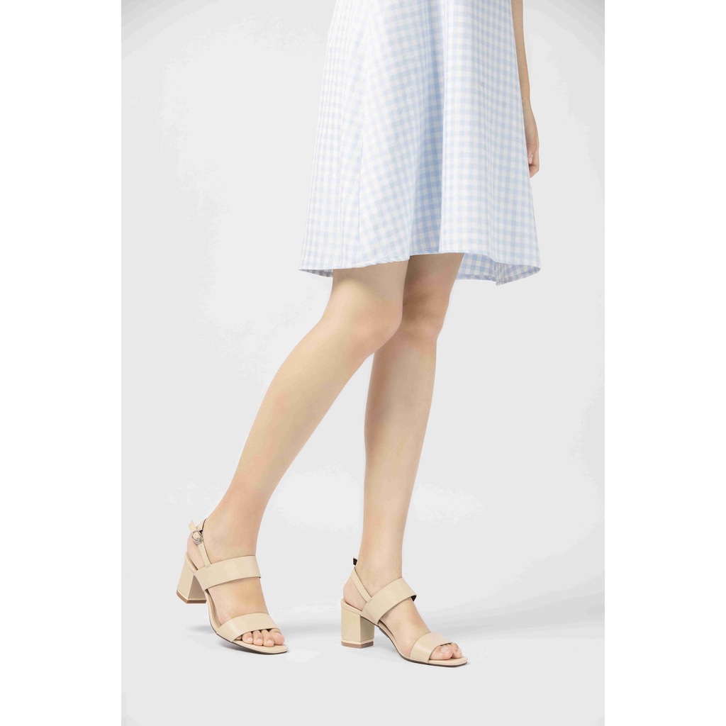 Giày sandal nữ 2 quai gót áp kim 7cm PABNO PN473