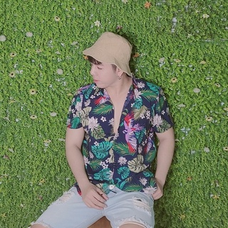 Áo sơ mi hawaii chim vẹt đen