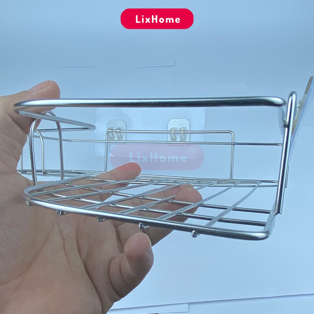 Kệ góc nhà tắm dán tường Inox, sắt sơn tĩnh điện đựng dầu gội, sữa tắm, gia vị không cần khoan đục LKG1 - LIXHOME