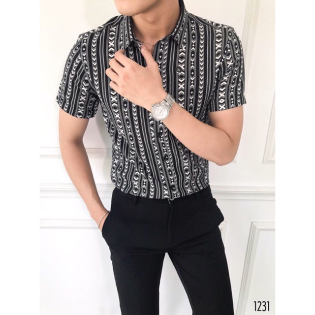 Sơ mi hoạt tiết thổ cẩm