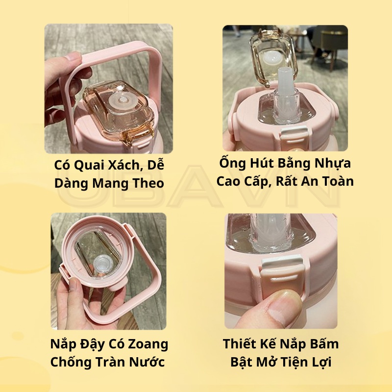 Bình Đựng Nước 2L Dễ Thương Có Vạch Báo Giờ Uống Nước