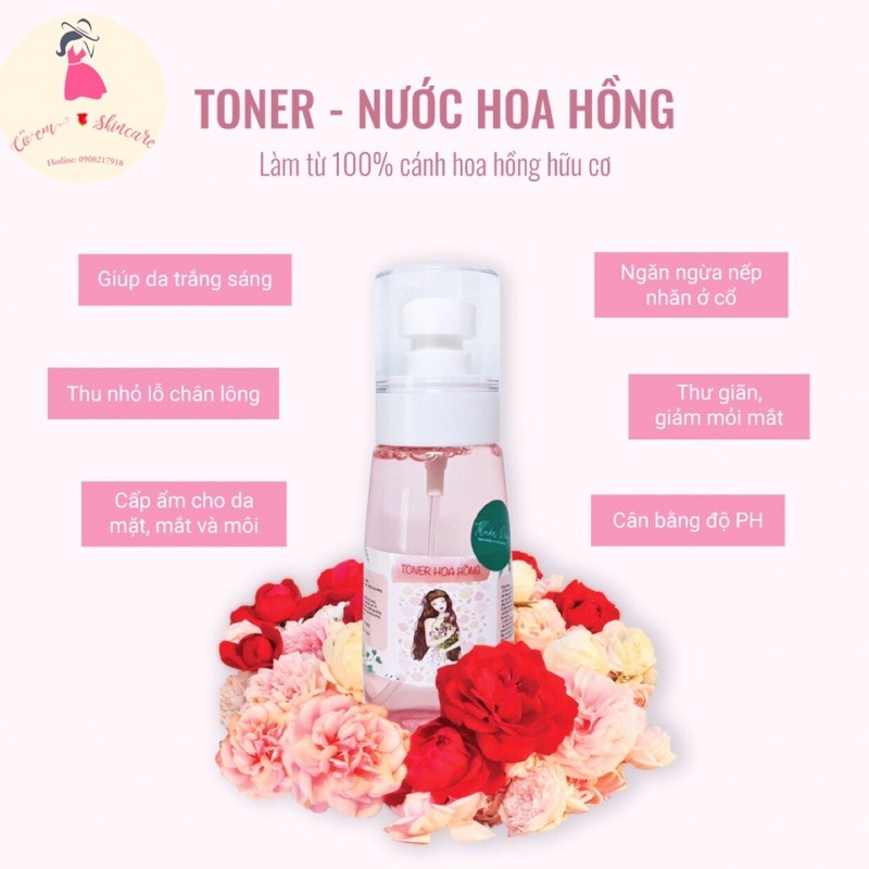 NƯỚC HOA HỒNG ORGANIC - Se khít lỗ chân lông, cân bằng độ pH [100% tinh chất hoa hồng tươi] | BigBuy360 - bigbuy360.vn